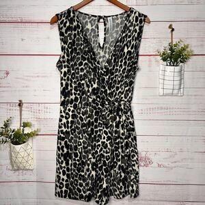 Emma & Michele Gray Leopard Print Romper | Women's Large